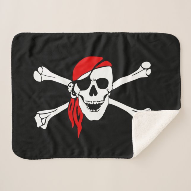 Cobertor Sherpa Crânio e crossbones do pirata (Frente (Horizontal))