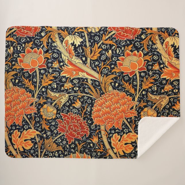 Cobertor Sherpa Cray, um belo design William Morris, (Frente (Horizontal))