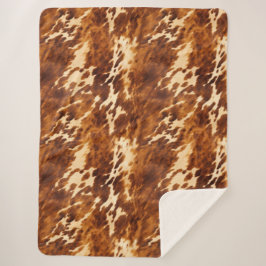 Cobertor Sherpa Cream Brown Cowhide Ocidental