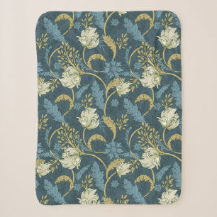 Cobertor Sherpa Cream e Azul Floral Art Nouveau