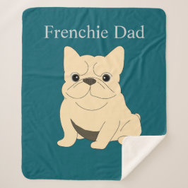 Cobertor Sherpa Cream French Bulldog, Frenchie Dad