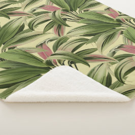 Cobertor Sherpa Cream Tropical Palm