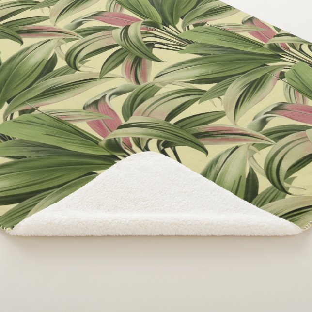 Cobertor Sherpa Cream Tropical Palm (3/4)