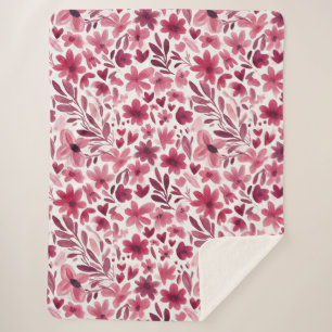 Cobertor Sherpa Creme Menina Rosa Flores Vermelhas Corações