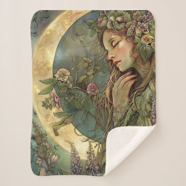 Cobertor Sherpa Crescent Moon Ostara (Frente)