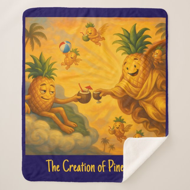 Cobertor Sherpa Criação de Pine Adam - Império do Abacaxi (Frente)