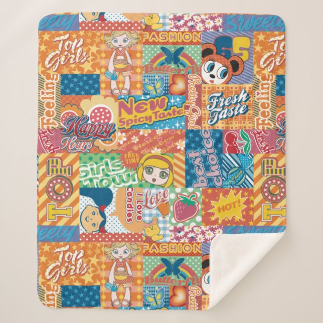 Cobertor Sherpa Crianças Bonitas Quiladas (Frente)