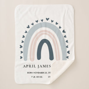 COBERTOR SHERPA CRIANÇAS CORAÇÃO AZUL RAINBOW BABY NASCIMENTO E