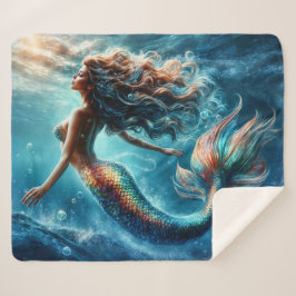 Cobertor Sherpa Criatura de fantasia de moça-de-sereia do Dreamy o