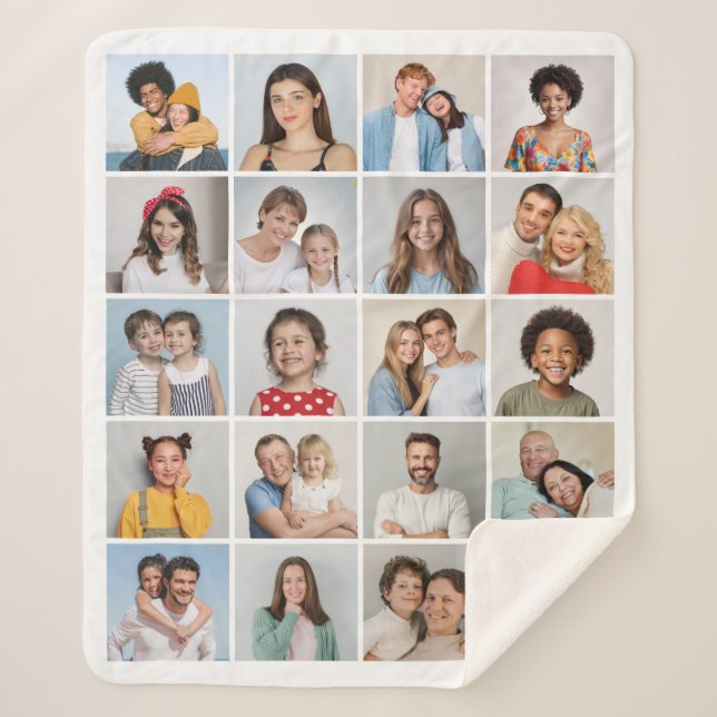 Cobertor Sherpa Crie Seu Próprio Colagem de 20 Fotos (Frente)