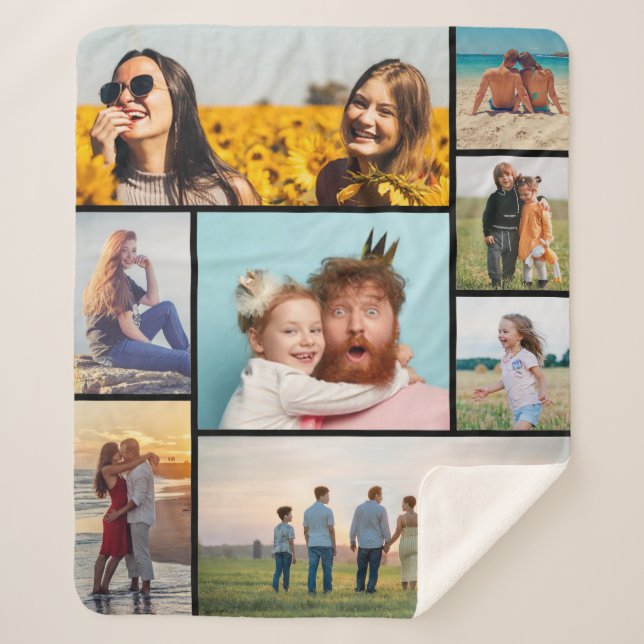 Cobertor Sherpa Crie sua própria colagem de 8 fotos (Frente)