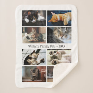 Cobertor Sherpa Crie sua própria colagem de 8 fotos com o nome em