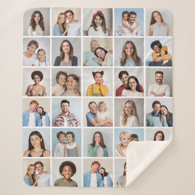 Cobertor Sherpa Crie sua própria colagem de fotos 30 (Frente)