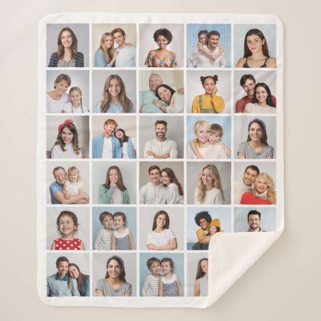 Cobertor Sherpa Crie sua própria colagem de fotos 30 (Frente)