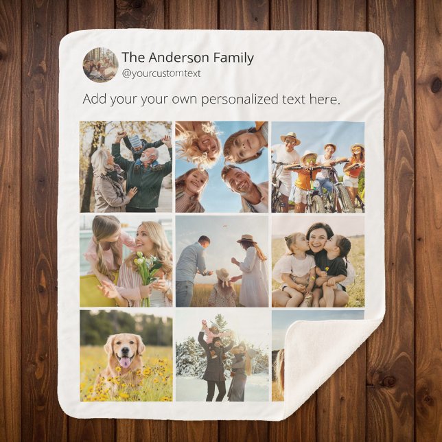 Cobertor Sherpa Crie sua própria colagem de fotos de mídia social (Criador carregado)