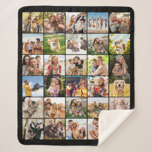 Cobertor Sherpa Crie Sua Própria Colagem Personalizada de 30 Fotos