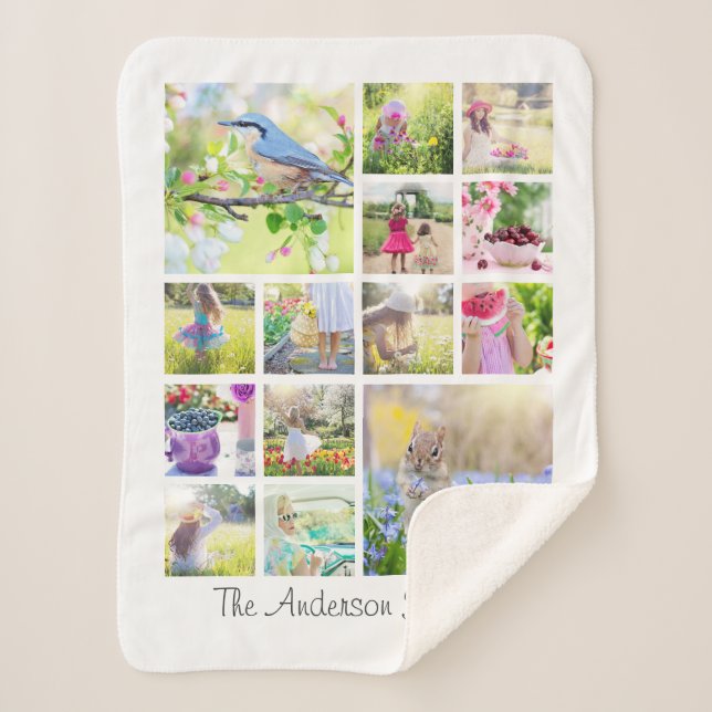Cobertor Sherpa Crie sua própria coleção personalizada de fotos da (Frente)