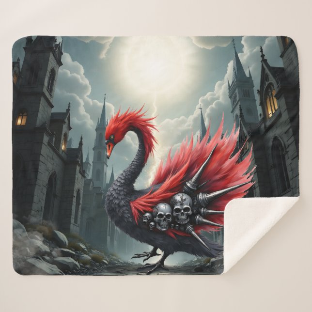Cobertor Sherpa Crimson Cathedral Swan. (Frente (Horizontal))