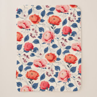 Cobertor Sherpa Crimson e Coral Flower