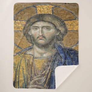 Cobertor Sherpa Cristo Pantocrator Mosiac Icônico Religioso Roman