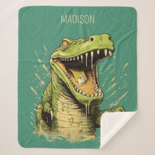 Cobertor Sherpa Crocodilo de Texto Personalizado