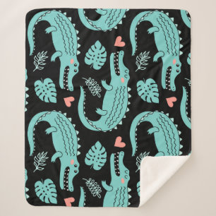 Cobertor Sherpa Crocodilos de animação, um padrão perfeito.