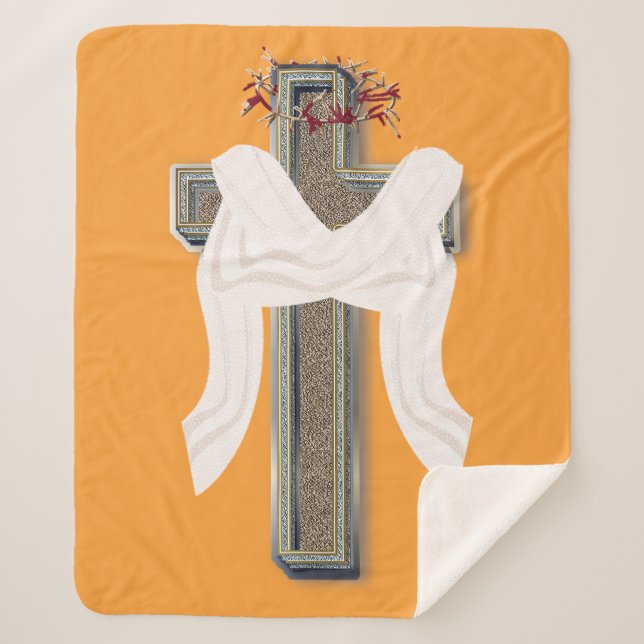 Cobertor Sherpa Cross Sherpa Blanket com Fundo Laranja (Frente)