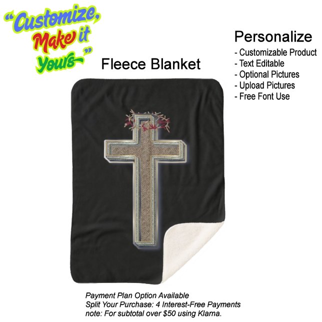 Cobertor Sherpa Cross Sherpa Blanket com fundo preto (Cross Sherpa Fleece Blanket Featuring a Black Background.)