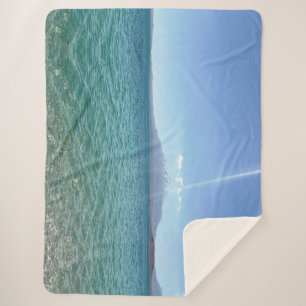 Cobertor Sherpa Crystal Water View Blue Sky Beach Vibe Peaceful