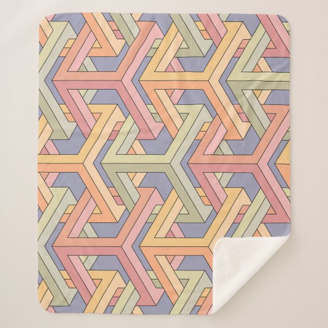 Cobertor Sherpa Cubos 3D, Padrão De Ilusão Óptica. (Frente)