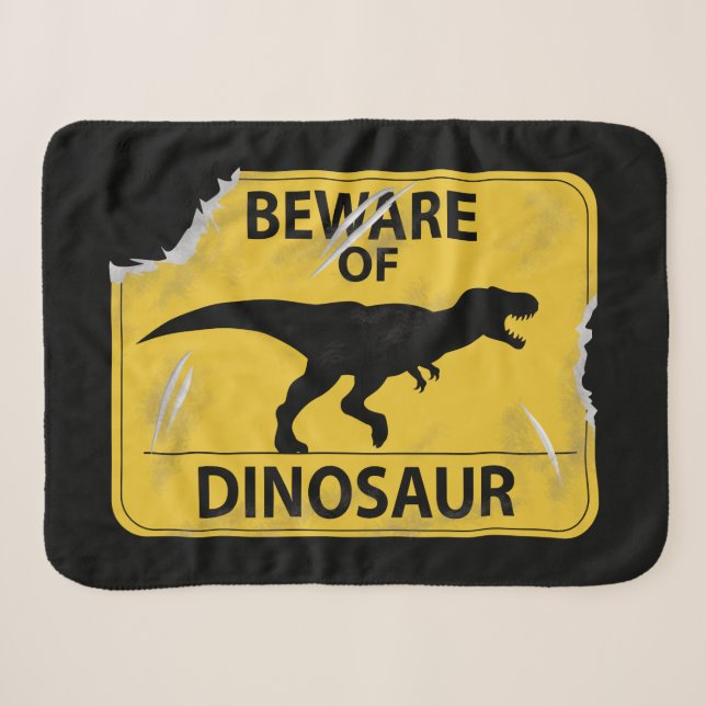 Cobertor Sherpa Cuidado com o dinossauro (Dino danificado) (Frente (Horizontal))