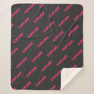 Cobertor Sherpa Cupcake Rosa Texto Personalizado Preto