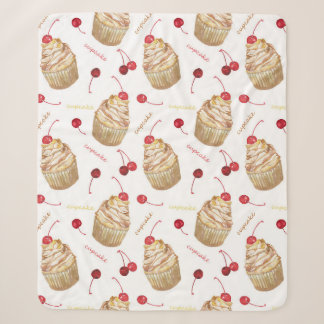 Cobertor Sherpa Cupcakes de aquarela