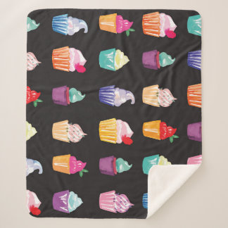 Cobertor Sherpa Cupcakes de Aquarela: Encantador Fundo Invisível