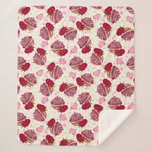 Cobertor Sherpa Cupcakes de framboesa