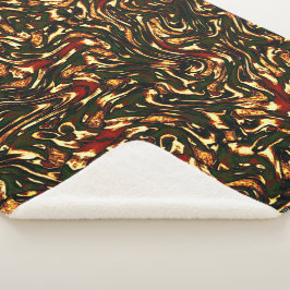 Cobertor Sherpa Curvas castanho-avermelhadas e amarelas malhadas