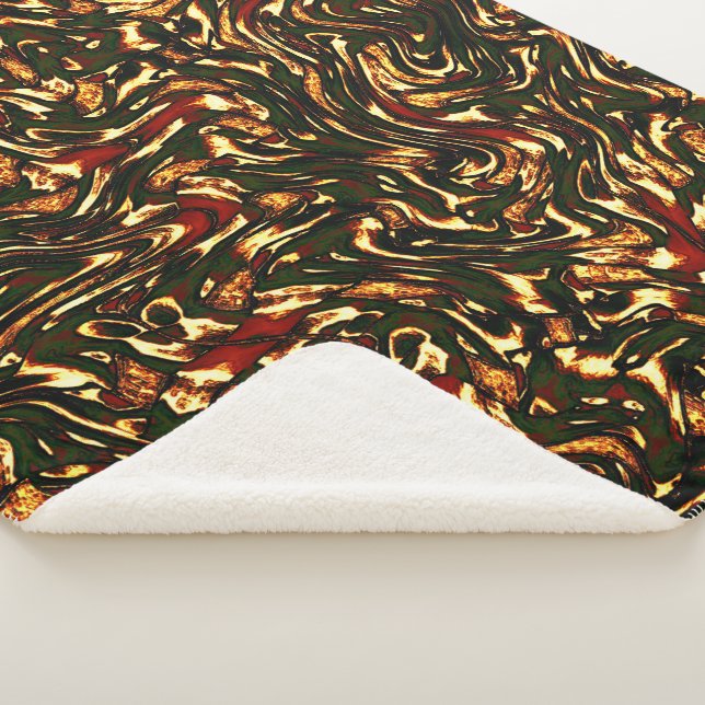 Cobertor Sherpa Curvas castanho-avermelhadas e amarelas malhadas (3/4)