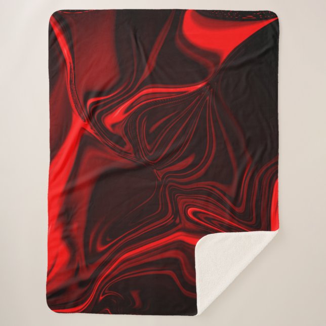 Cobertor Sherpa Curvas vermel é claro e em fundo escurso. (Frente)