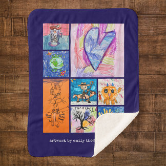 Cobertor Sherpa Custom 8 Photo Kids' Art Keepsake