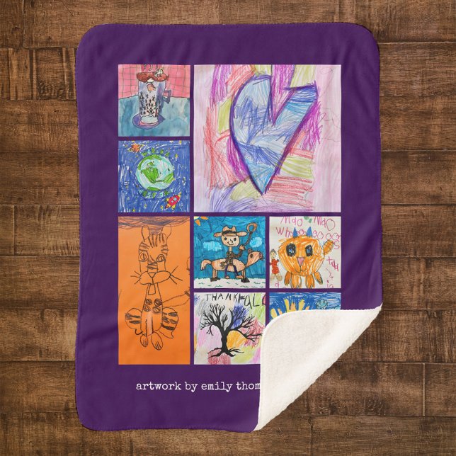 Cobertor Sherpa Custom 8 Photo Kids' Art Keepsake (Criador carregado)
