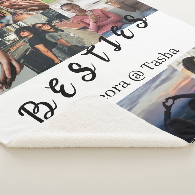 Cobertor Sherpa Custom Bestie Pictures & Name Cozy Throw (3/4)