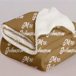 Cobertor Sherpa Custom Brown Mr & Mrs Blanket for Newlyweds Gift