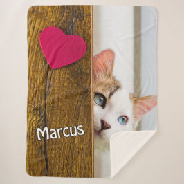 Cobertor Sherpa Custom Cat Photo Blanket with Pet's Name