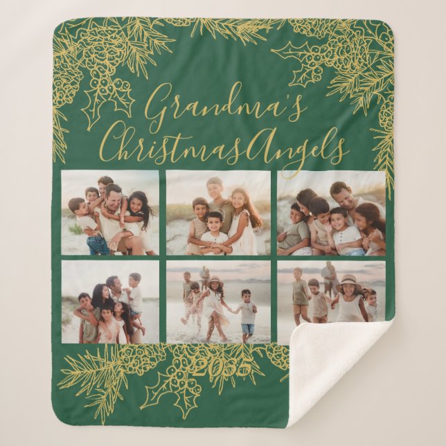 Cobertor Sherpa Custom Elegant Grandma's Christmas Photo Collage (Frente)