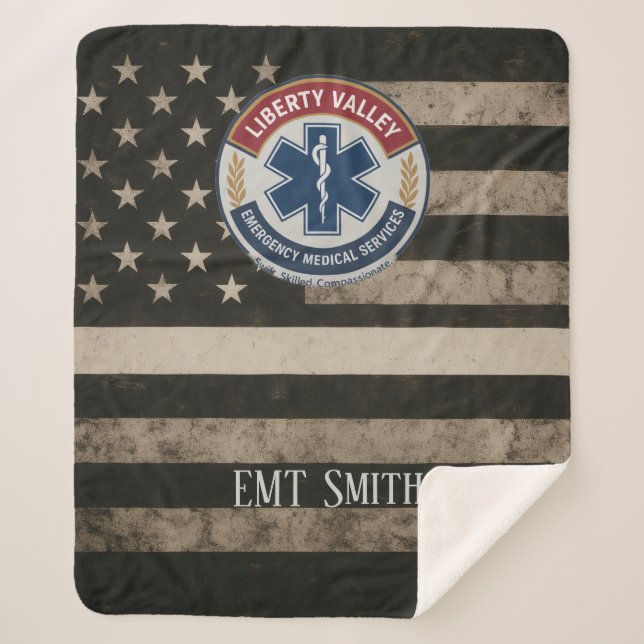 Cobertor Sherpa Custom EMT Thin White Line Blanket (Frente)