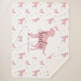 Cobertor Sherpa Custom Pastel pink labrador retriever blanket gift
