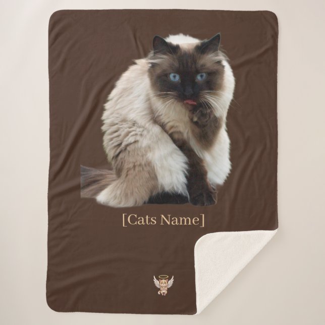 Cobertor Sherpa Custom Photo Cat Memorial Sherpa Blanket (Frente)