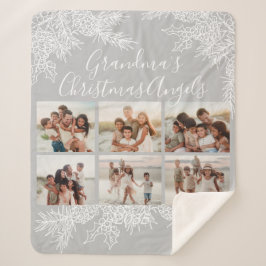 Cobertor Sherpa Custom Photo Collage Elegant Grandma's Christmas