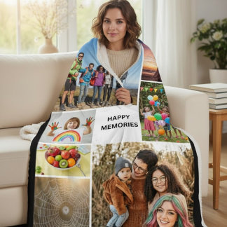Cobertor Sherpa Custom Photo Collage Sherpa Fleece Blanket