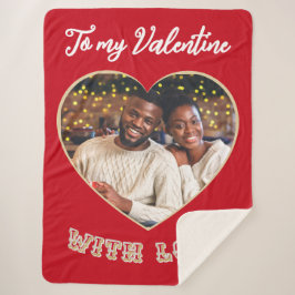 Cobertor Sherpa Custom Photo Romantic Heart Valentine’s Day Red